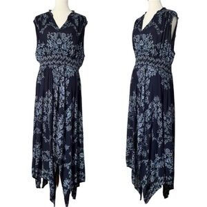 Bila Floral Print Asymmetrical Boho Sleeveless Maxi Dress Size Large
